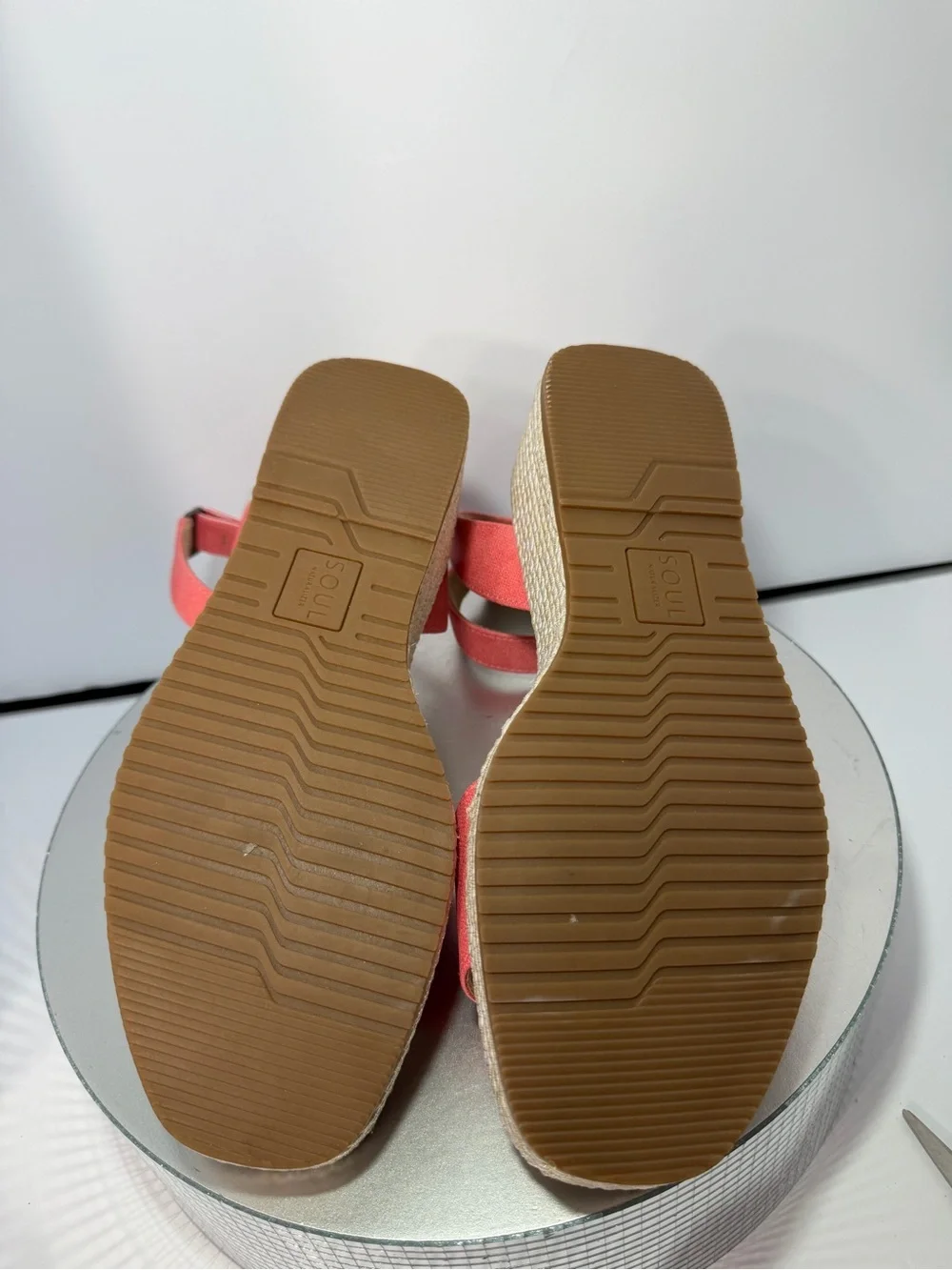 SOUL Naturalizer Coral Pink Espadrille Wedge Sandals size 8.5 W new w/out tags